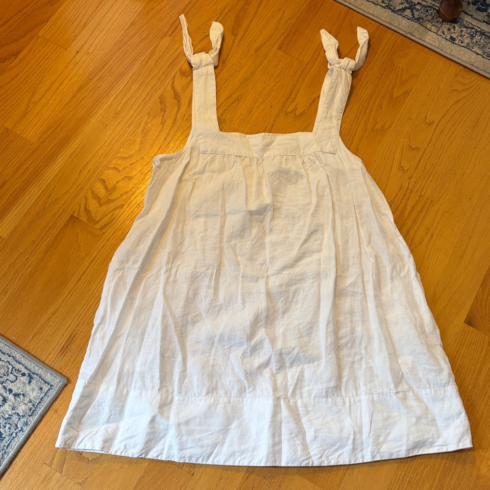 LAKE Pajamas White Linen Coco Cover-Up Dress Knot Tie Shoulders XXL